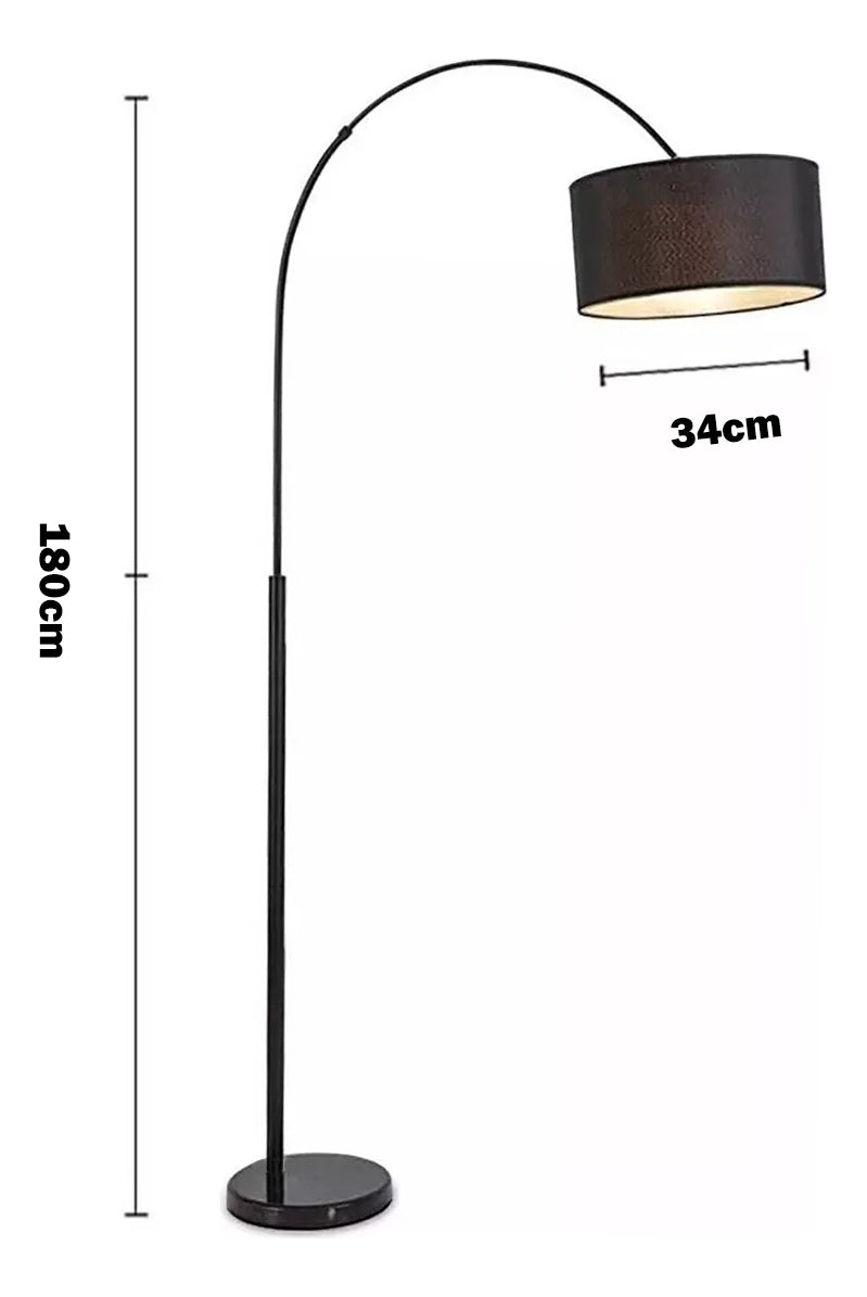 Lámpara De Pie Moderna Para Living E27 Metal Pantalla Negro Negro