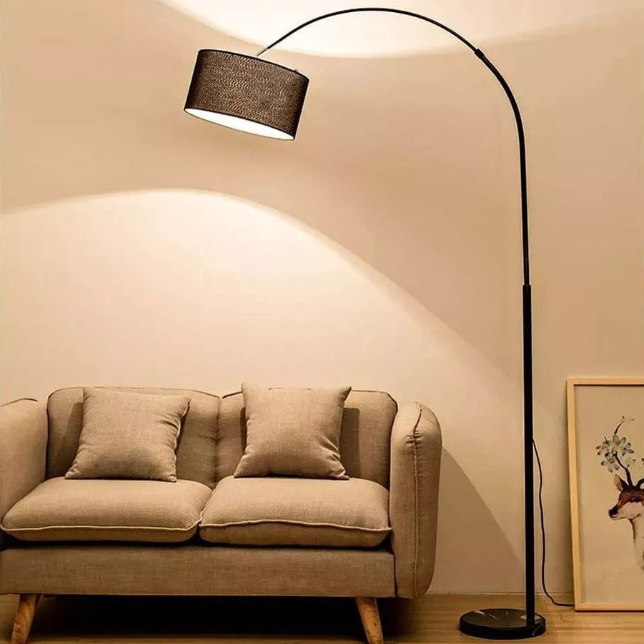 Lámpara De Pie Moderna Para Living E27 Metal Pantalla Negro Negro