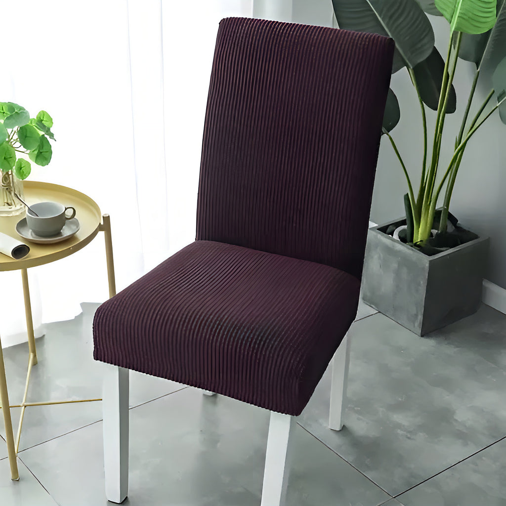 6 Funda De Silla Disenos Cuadros Spandex Color Cafe