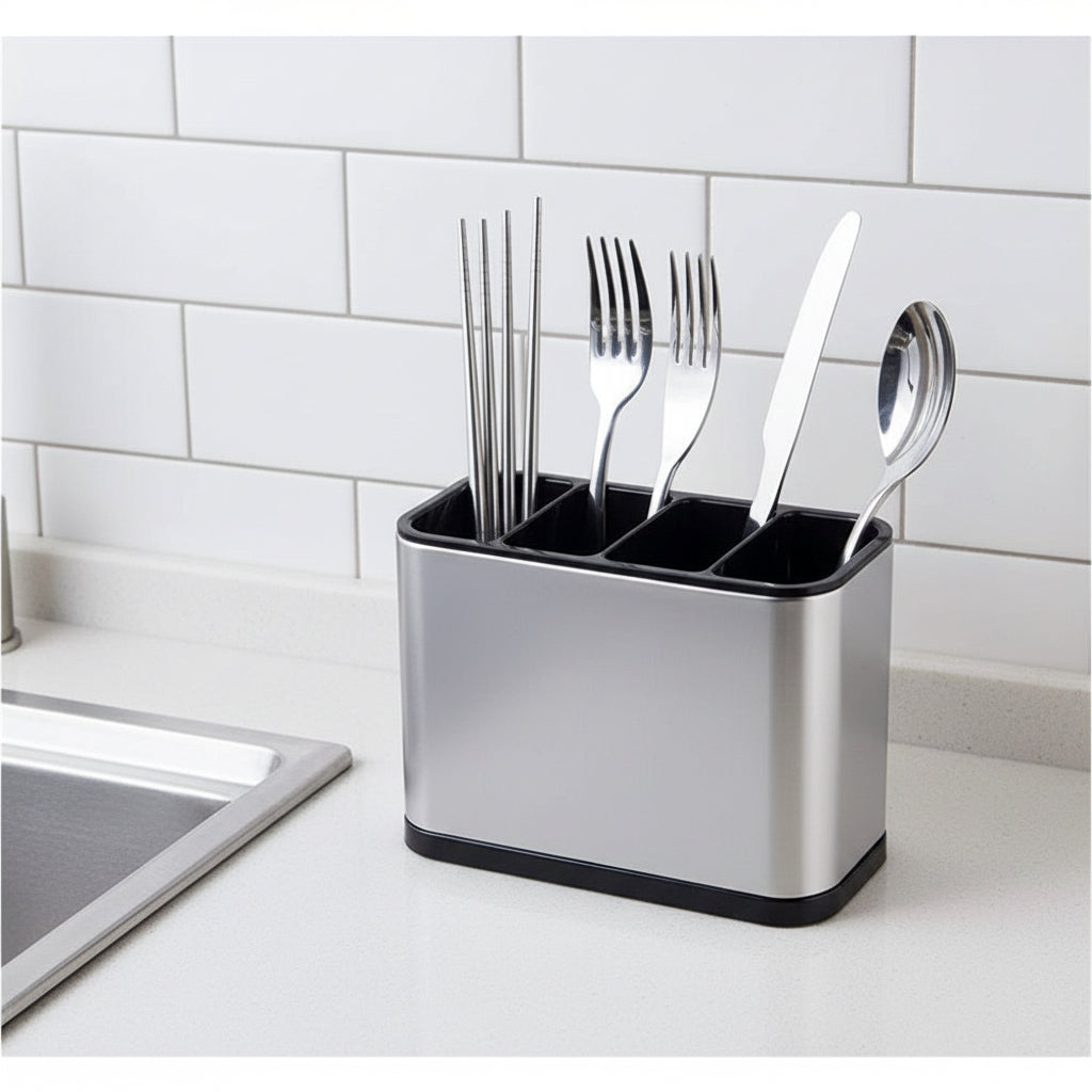 Almacenamiento De Cubiertos De Acero Inoxidable Con Función Plateado