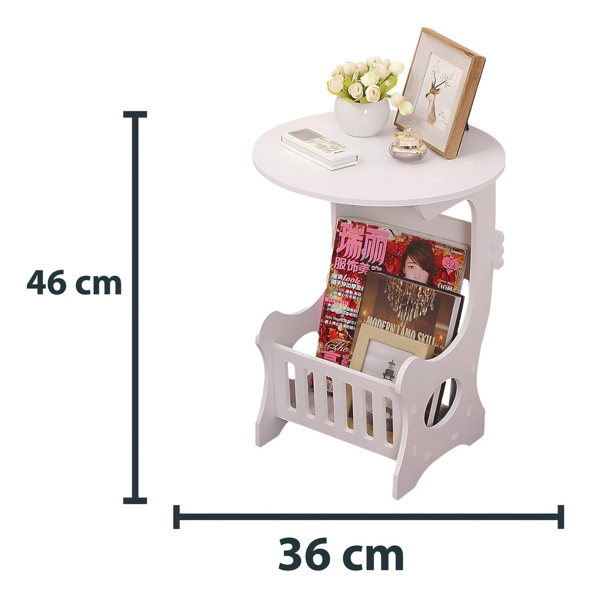 Mesa Revistero Decorativa Moderna, Mesa Centro De Salón Acabado Brillante Color Blanco