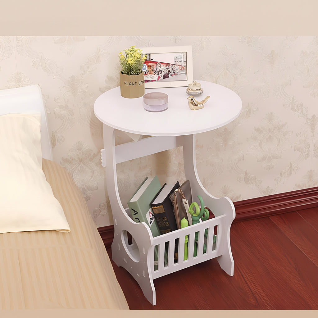 Mesa Revistero Decorativa Moderna, Mesa Centro De Salón Acabado Brillante Color Blanco