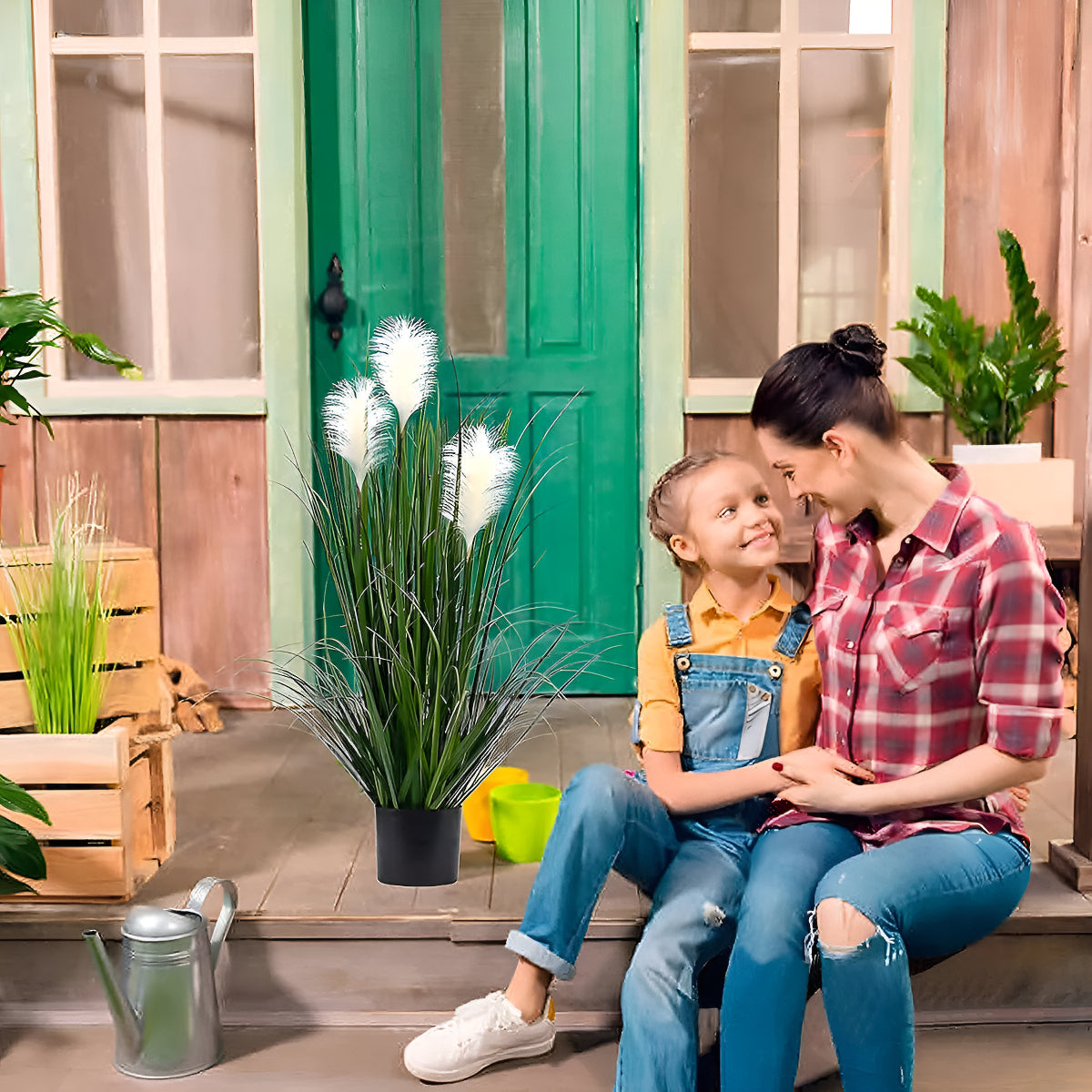 Flores Artificiales Haiton Decoración Plástico Verde 90 cm Maceta