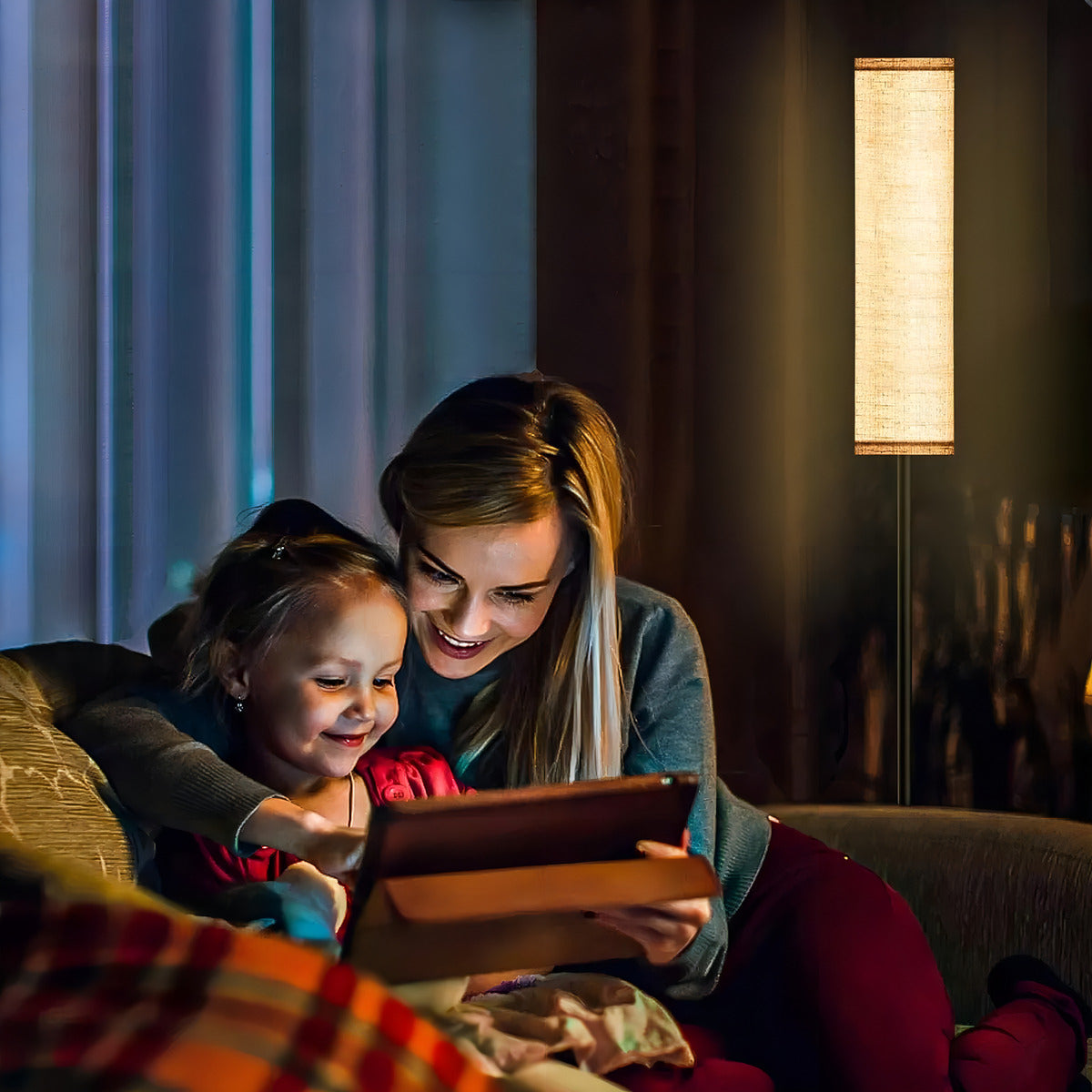 Lámpara De Pie Protección Ocular Control Remoto Inteligente Pantalla Amarillo