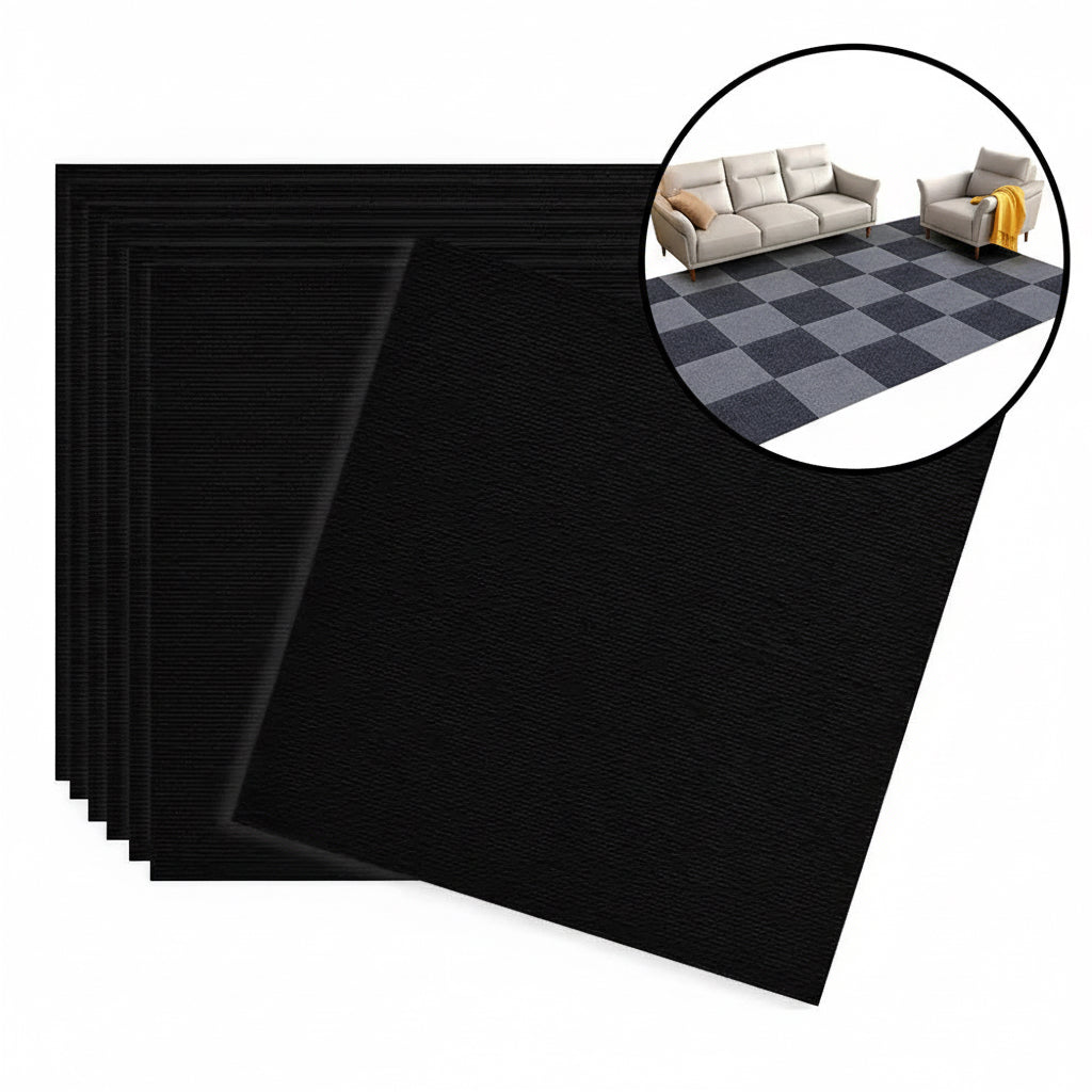 Alfombra Láminas Adhesivas Cubre Muros Color - 60x60cm Color Negro