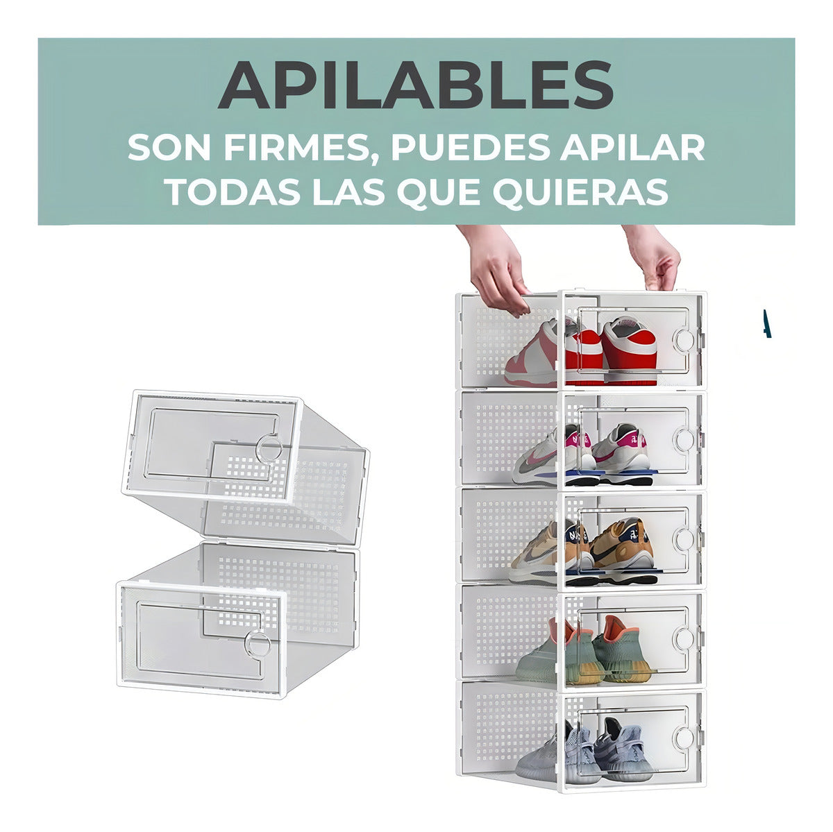 Caja Organizadora De Zapatos Set 4 Apilables Y Firme
