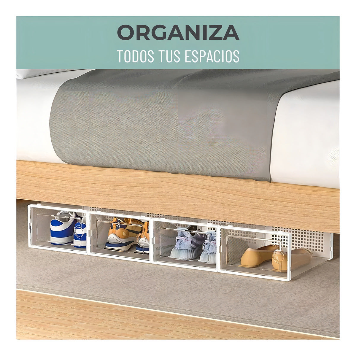 Caja Organizadora De Zapatos Set 4 Apilables Y Firme