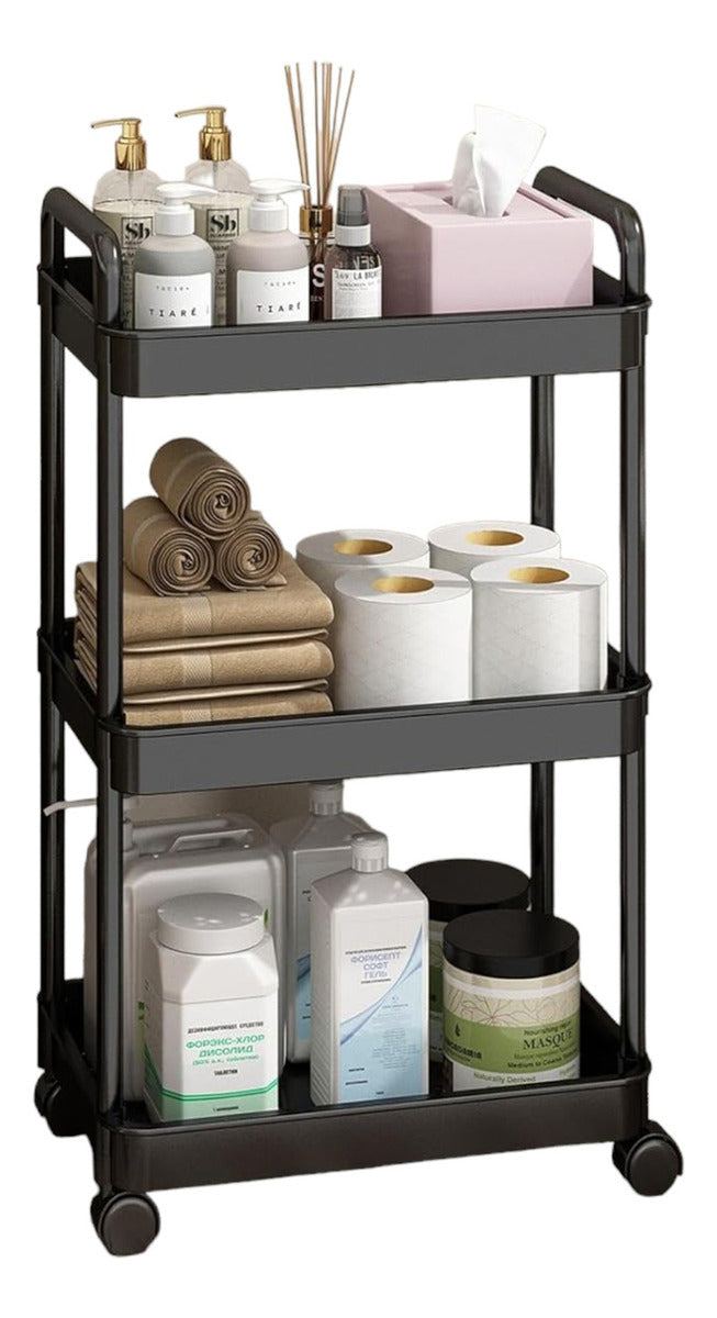 Carrito De Almacenamiento De 3 Niveles Con Asa, Cocina Blanco