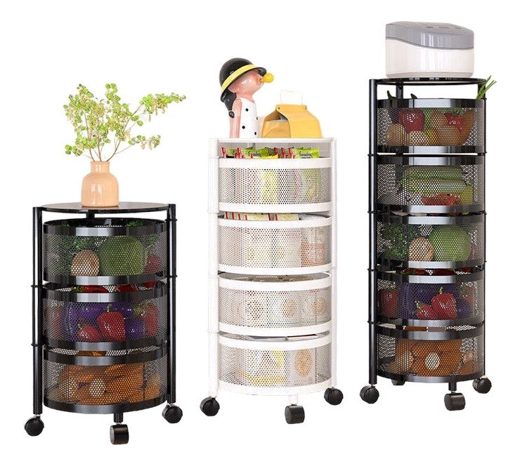 Estante Giratorio Haiton Metal 3 Pisos Con Ruedas Organizador Negro