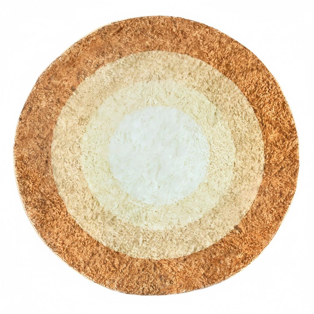 Alfombra Redonda Haiton 100cm Super Suave Color Dorado Algodón