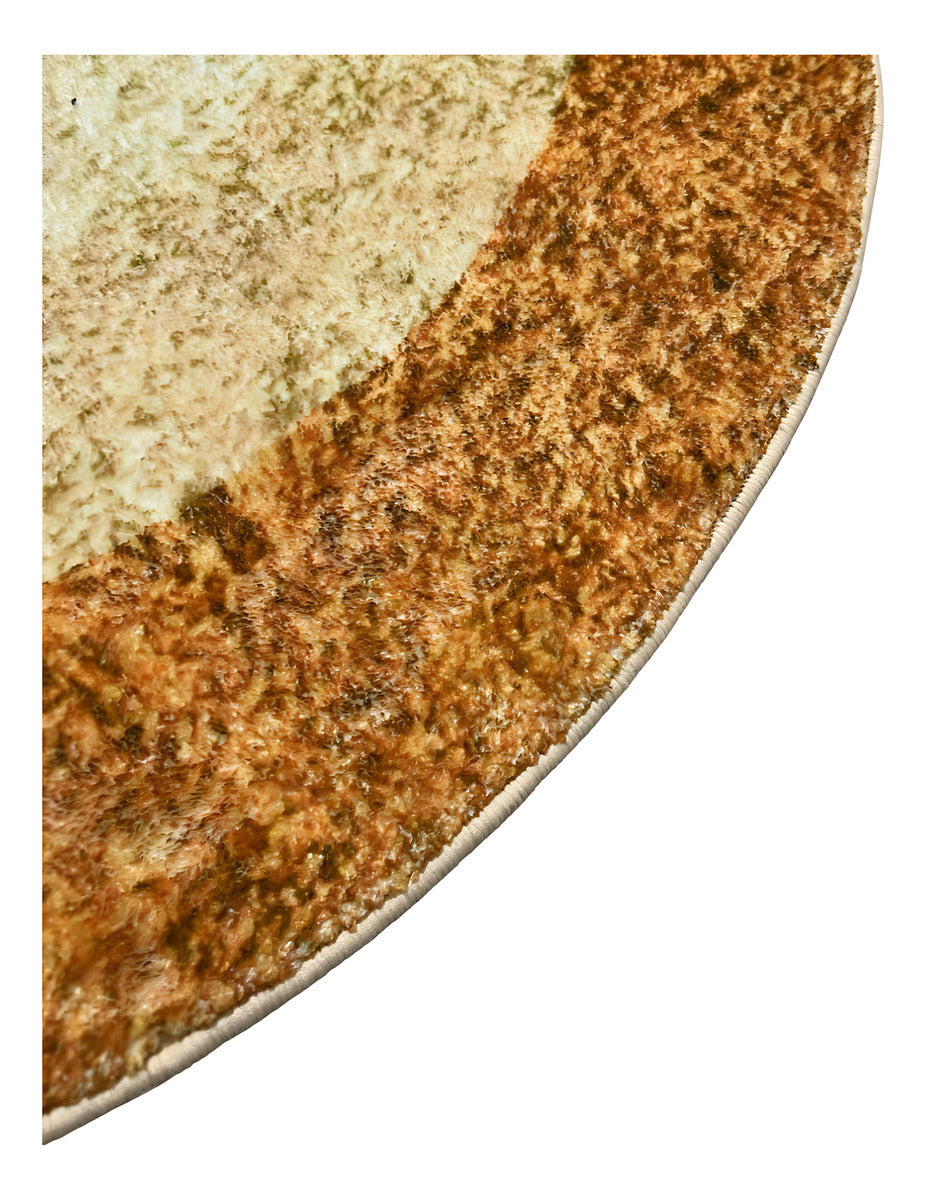 Alfombra Redonda Haiton 100cm Super Suave Color Dorado Algodón