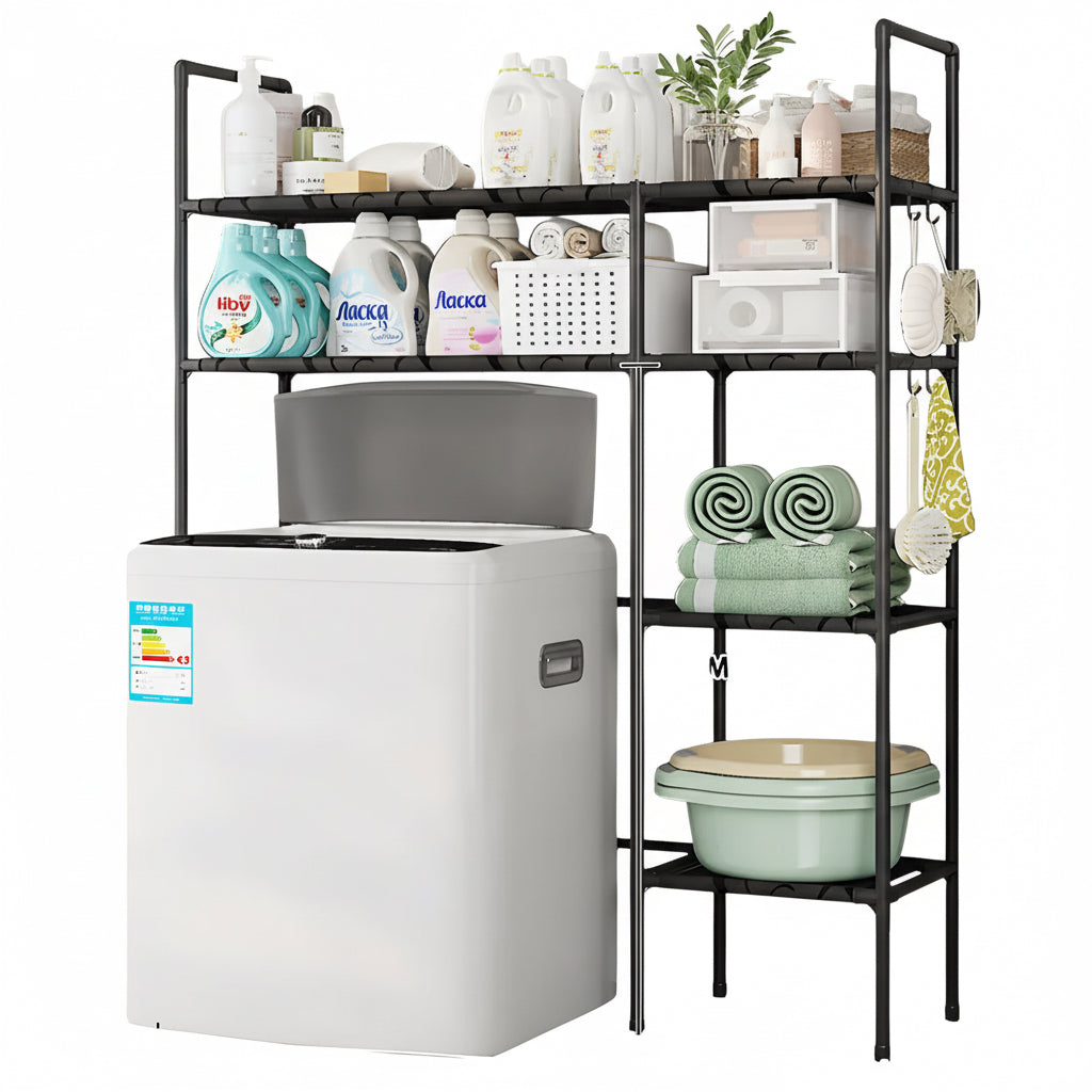 Estante Organizador Okay Para Lavadora Baño Metal 2 Niveles Negro