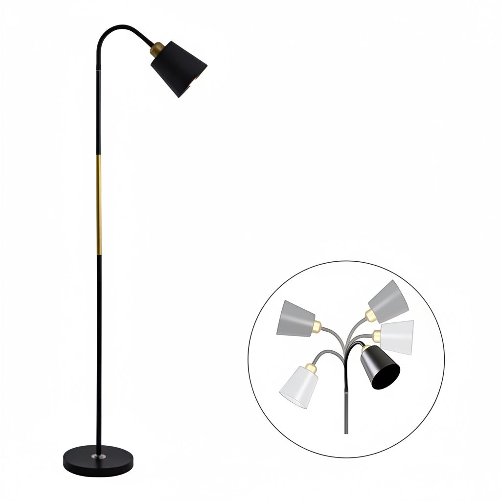 Lámpara De Pie Estilo Nórdico Para Lectura Sala De Estar Pantalla Negro