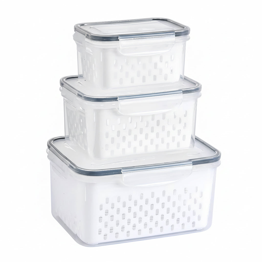 Envases Herméticos Transparente Plástico Desagüe 3 Unidades