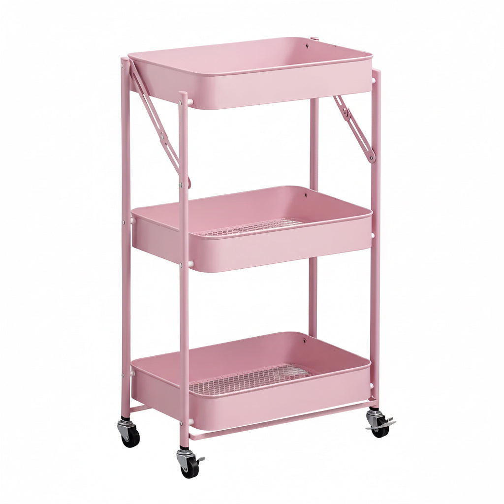 Estante Carrito Organizador Mutiuso Plegable Con Ruedas Color Negro