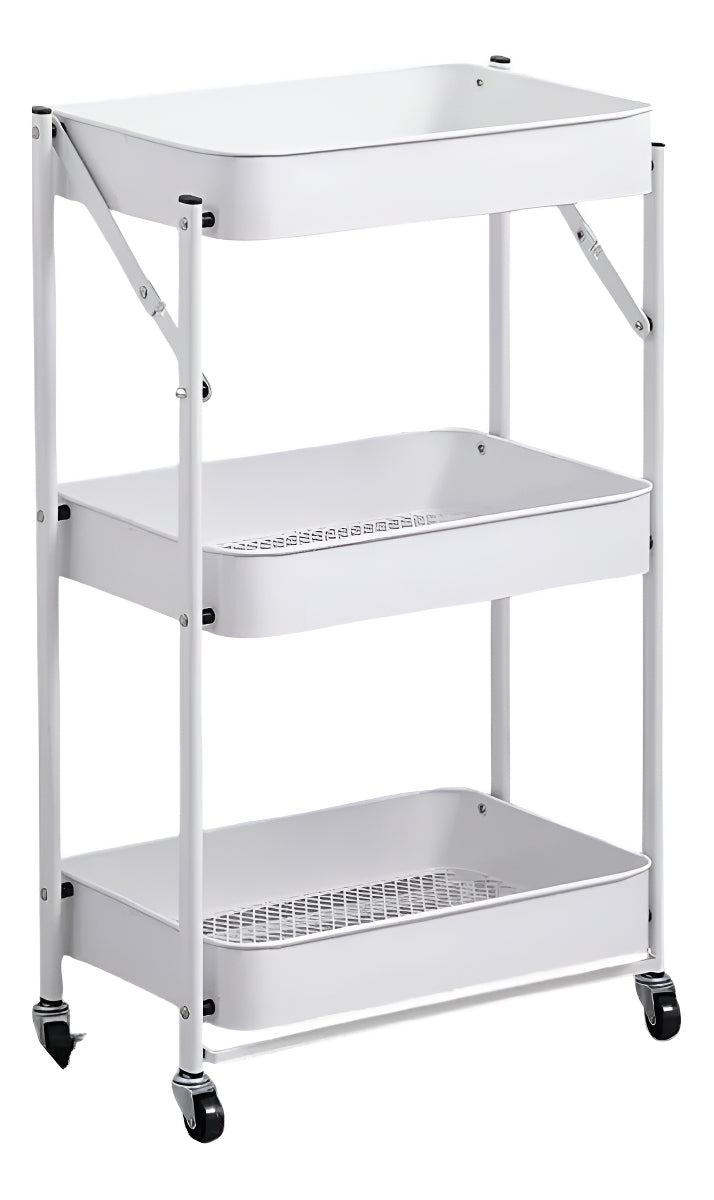 Estante Carrito Organizador Mutiuso Plegable Con Ruedas Color Negro