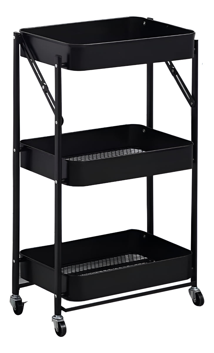 Estante Carrito Organizador Mutiuso Plegable Con Ruedas Color Negro