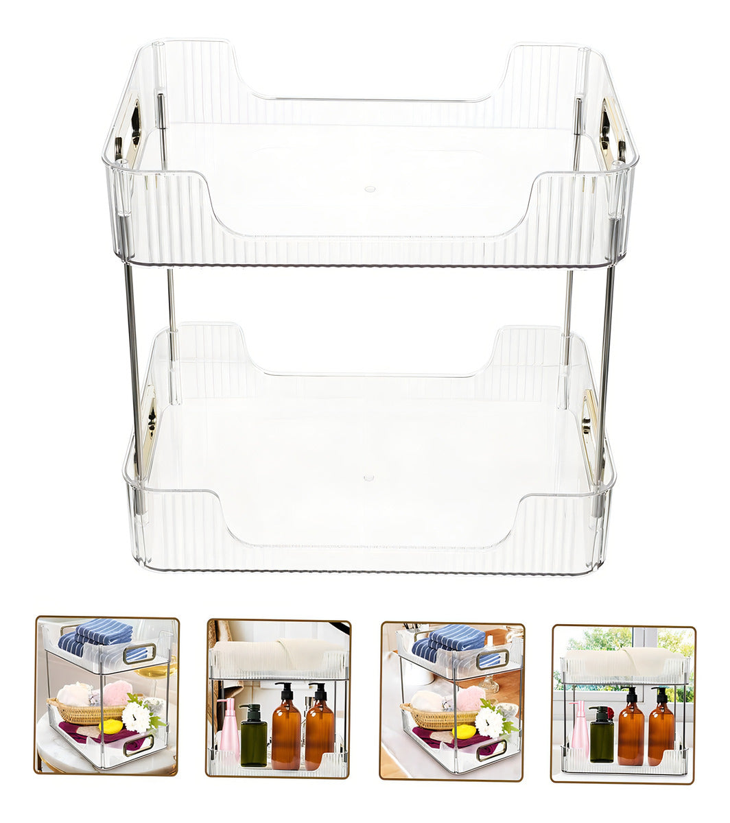 Estante Organizador Escritorio Oficina Maquillaje 2 Niveles Color Blanco