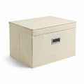 Caja Plegable Organizadra Para Ropa Con Tapa Transparente L Beige Lisa