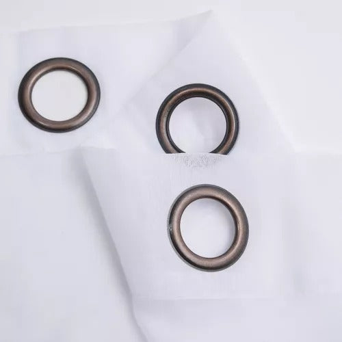 Cortina Velo Liso Con Argolla 140x220 Cm 2 Paño - Blanco Blanco