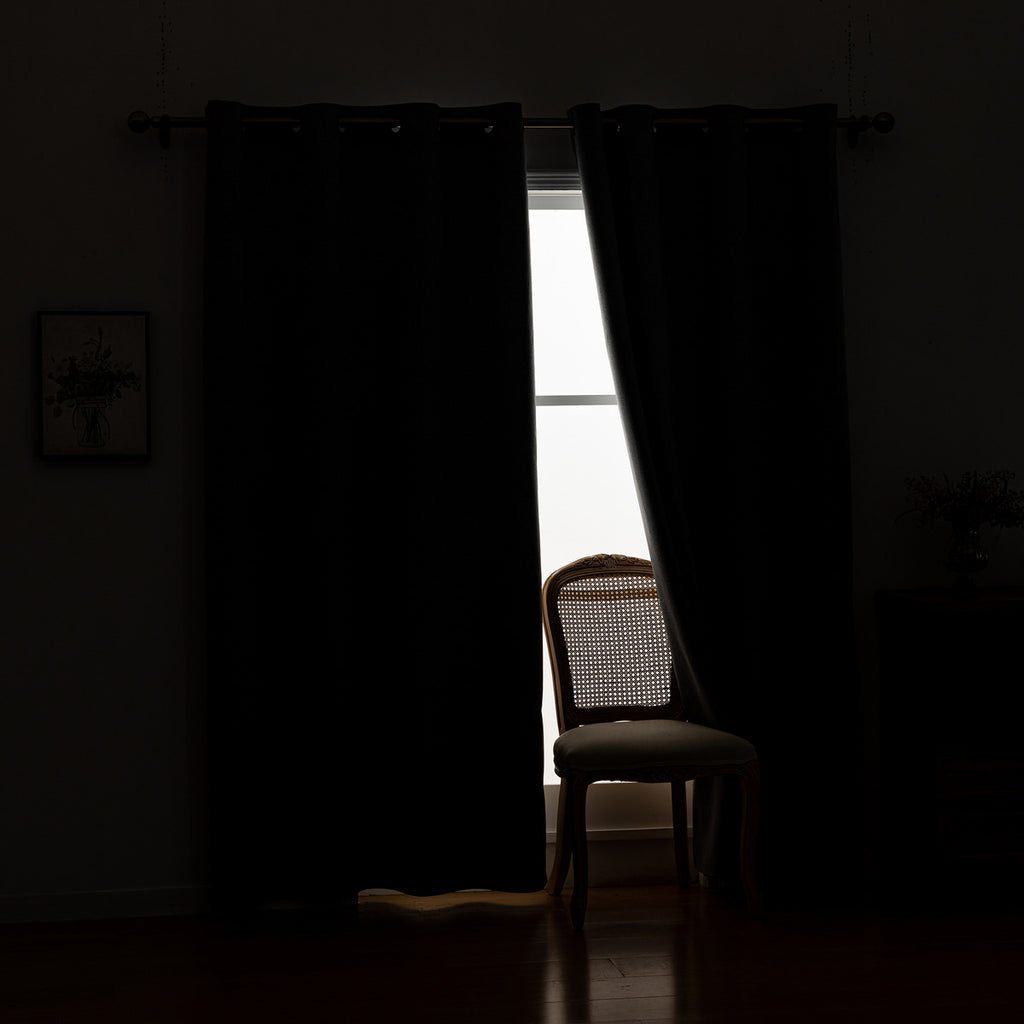 Cortina Lino Con Blackout 100% Térmica Engomada 2 Paños Turquesa