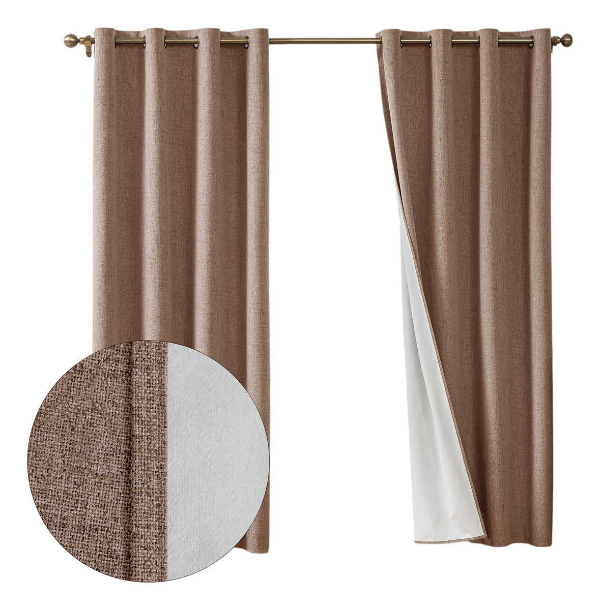 Cortina Lino Con Blackout 100% Térmica Engomada 2 Paños Turquesa