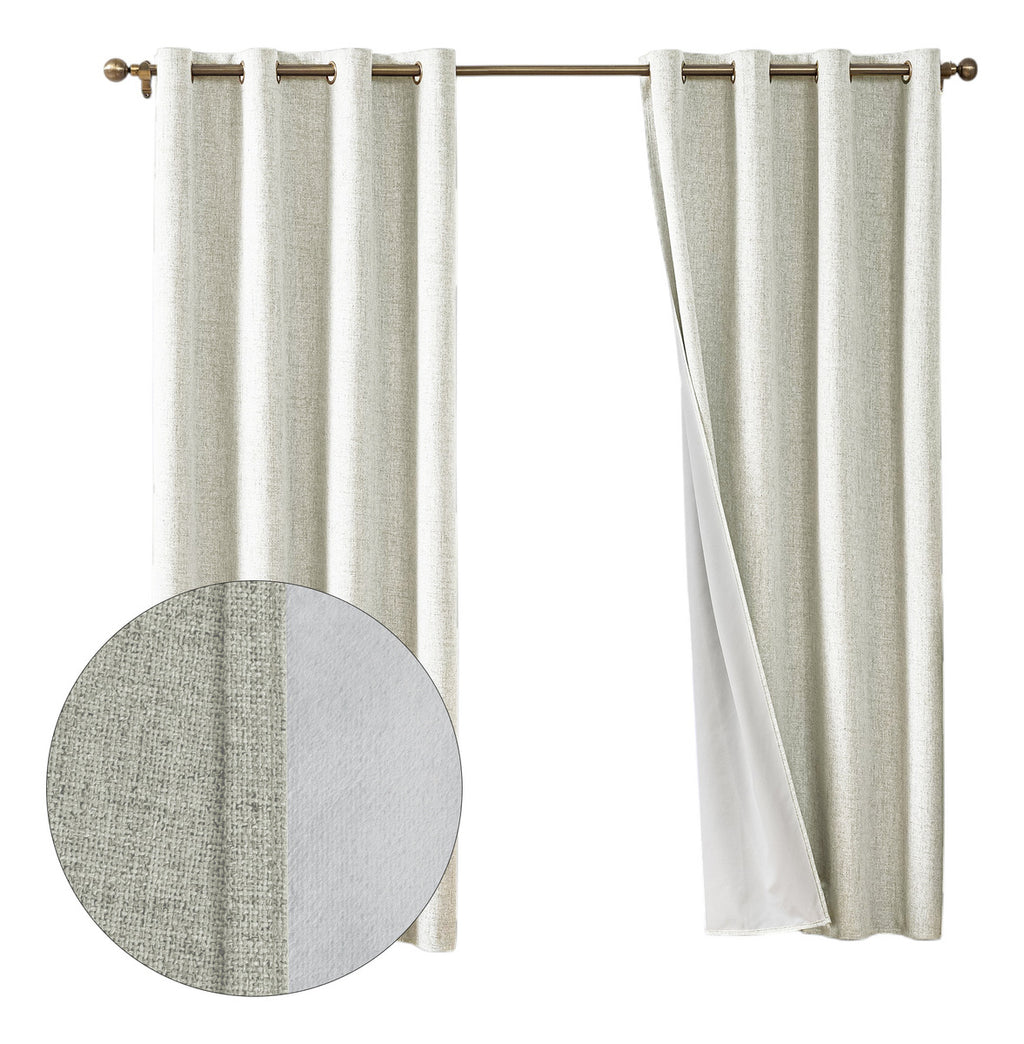 Cortina Lino Con Blackout 100% Térmica Engomada 2 Paños Turquesa