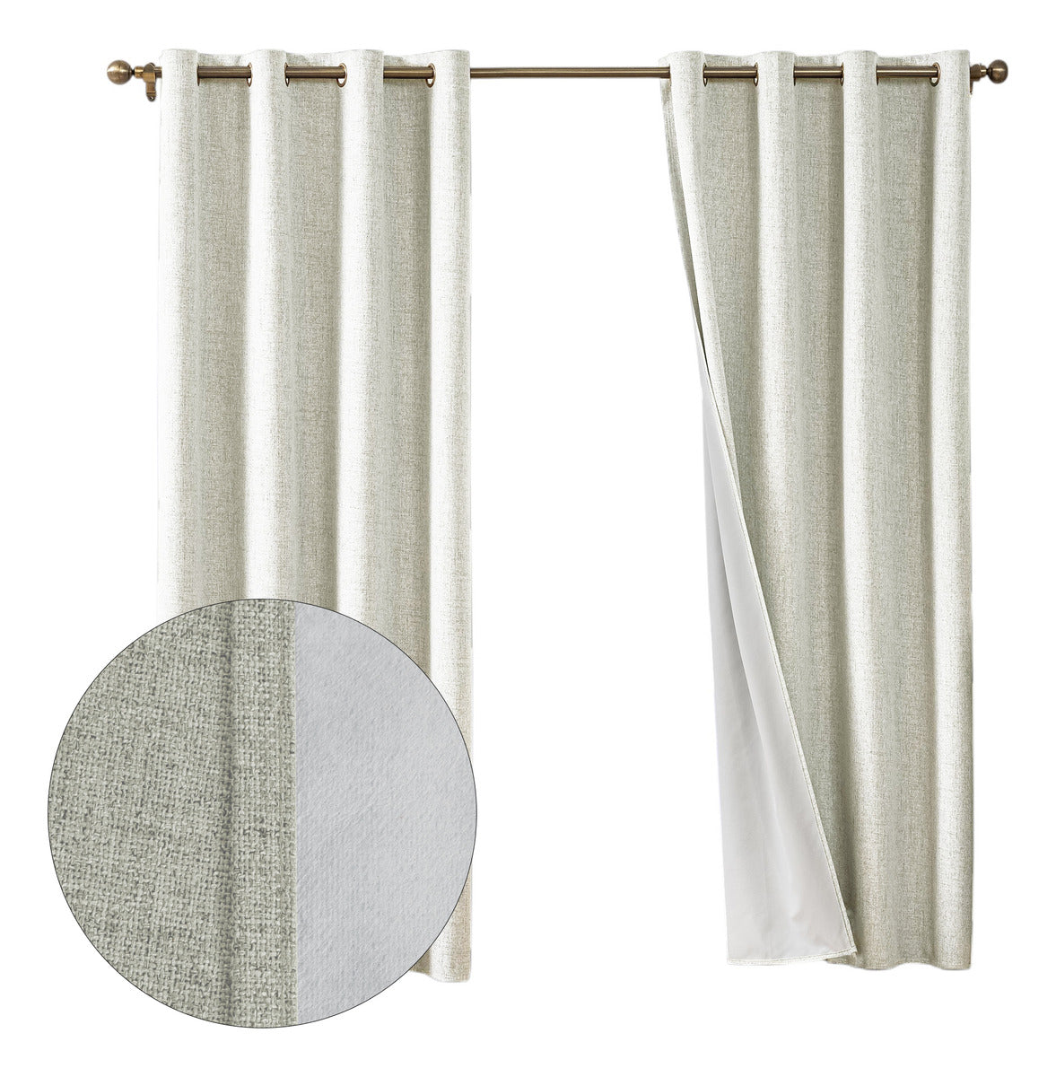 Cortina Lino Con Blackout 100% Térmica Engomada 2 Paños Turquesa