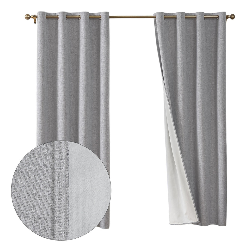 Cortina Lino Con Blackout 100% Térmica Engomada 2 Paños Turquesa