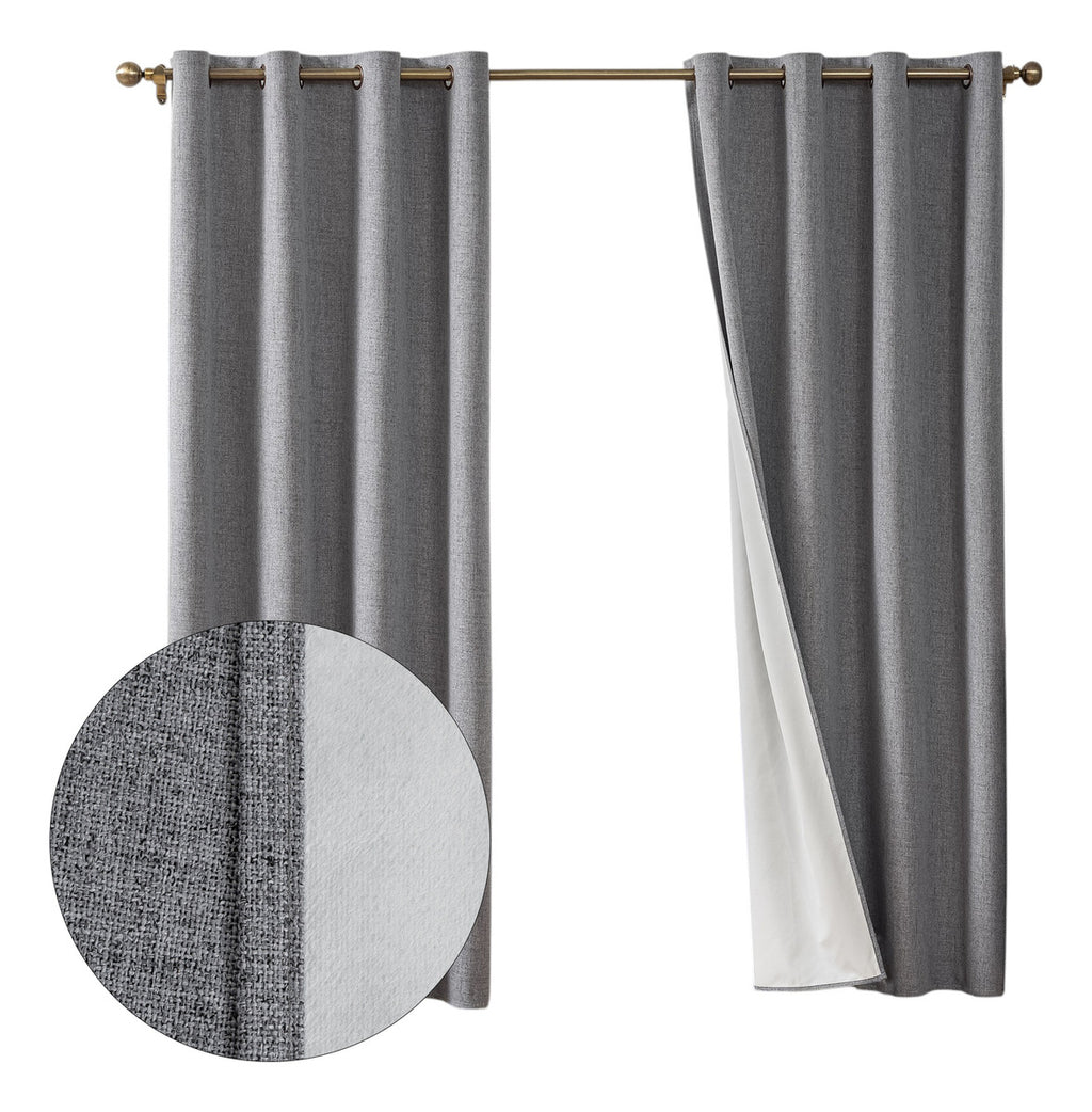 Cortina Lino Con Blackout 100% Térmica Engomada 2 Paños Turquesa