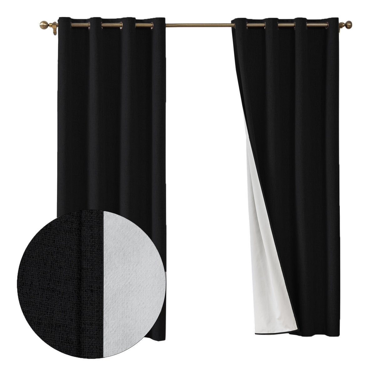 Cortina Lino Con Blackout 100% Térmica Engomada 2 Paños Turquesa