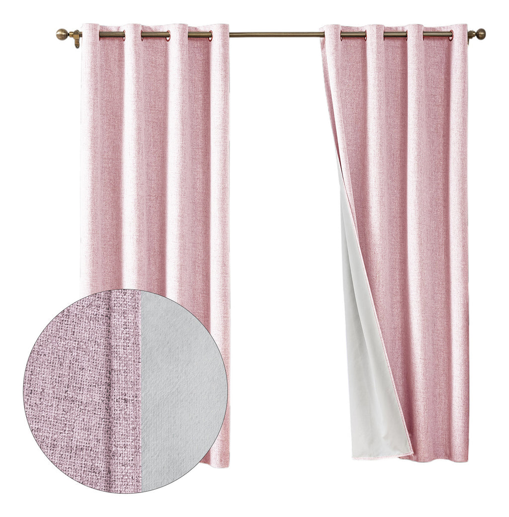 Cortina Lino Con Blackout 100% Térmica Engomada 2 Paños Turquesa