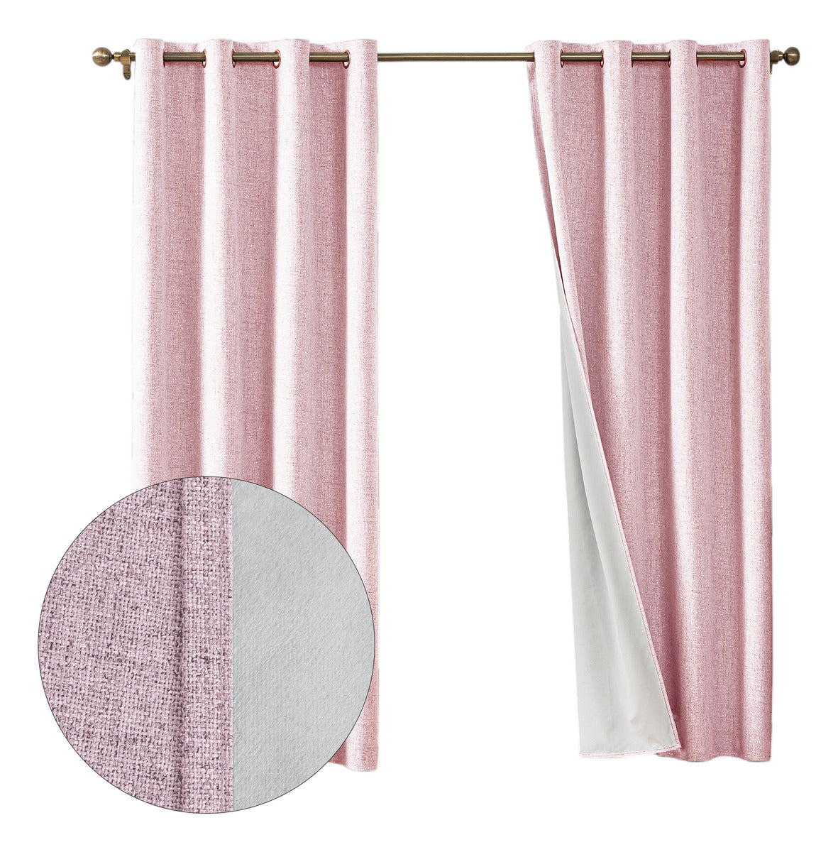 Cortina Lino Con Blackout 100% Térmica Engomada 2 Paños Turquesa