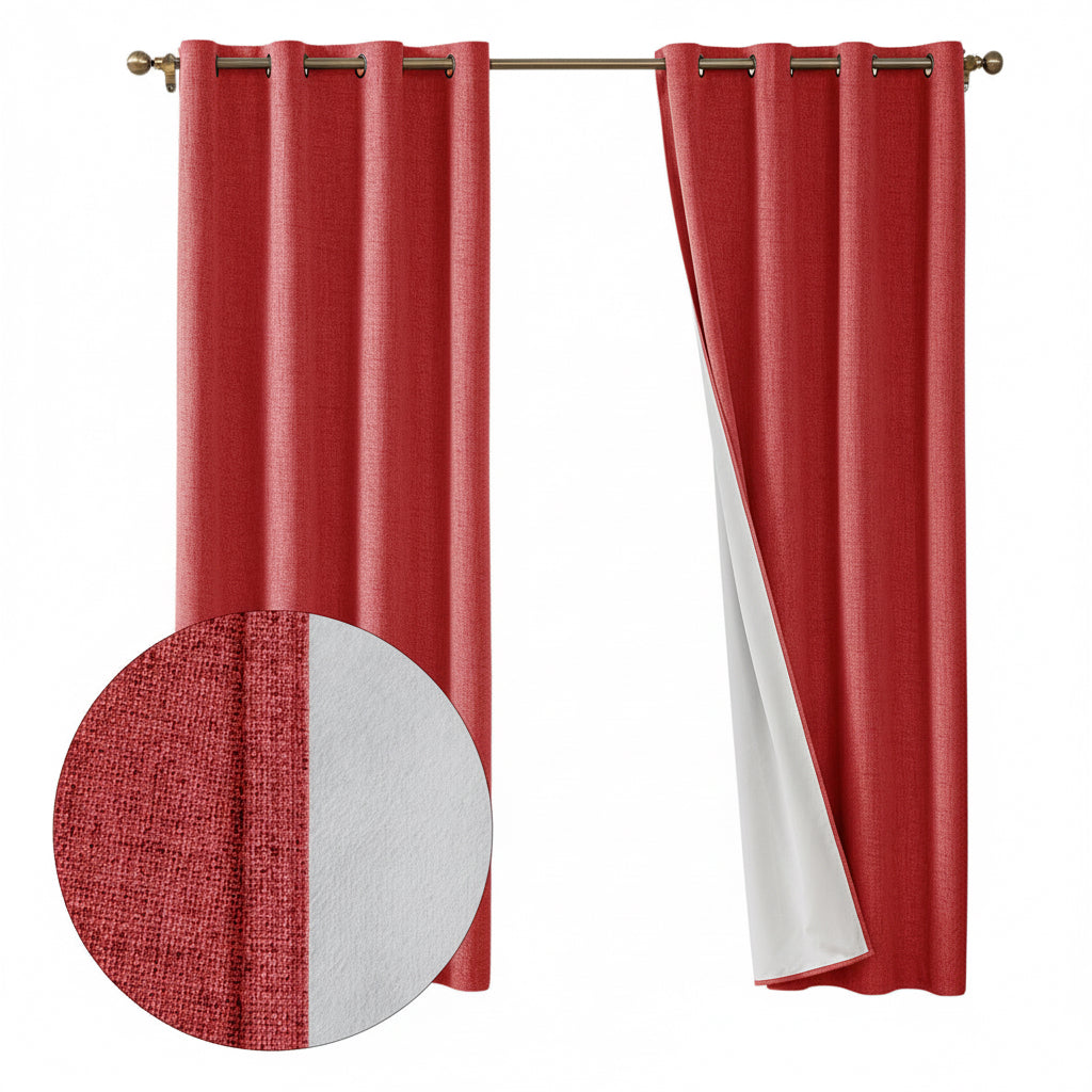 Cortina Lino Con Blackout 100% Térmica Engomada 2 Paños Turquesa