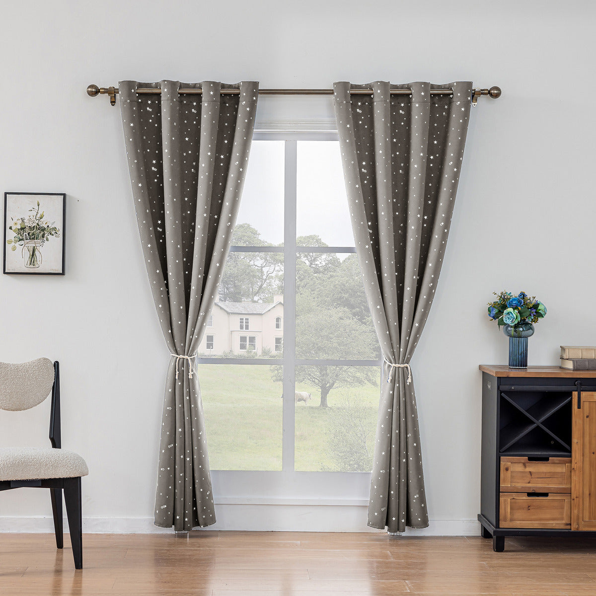 2 Paños Cortina Niña Niño Semi Blackout 140x220 Cm