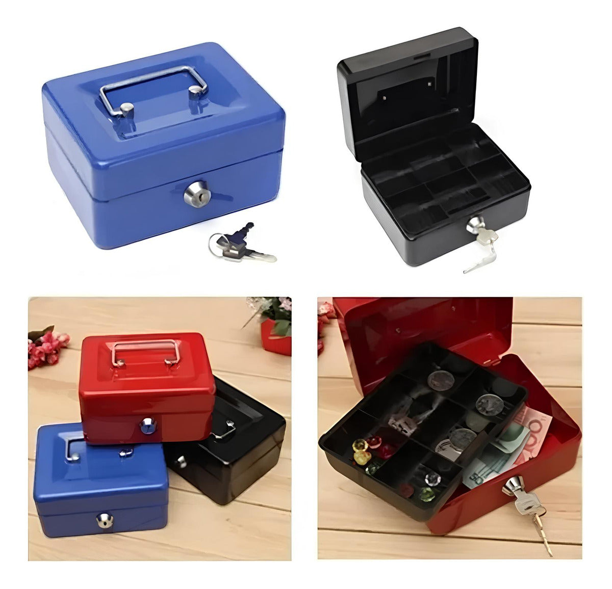 Caja Fuerte Metálica Con Llave Para Dinero 20x16x9cm