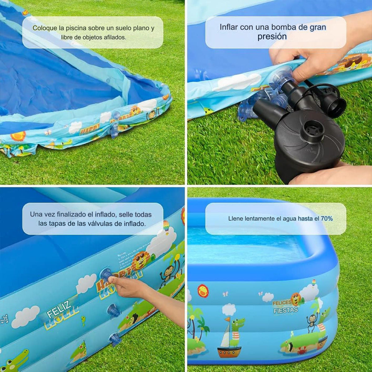 Piscina Inflable Family Pool Niños Rectangular 1,80 Metros Azul