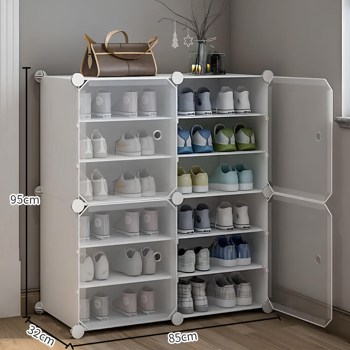 Organizador Zapato 2 Filas Y 6 Pisos Estante Para 24 Pares Negro