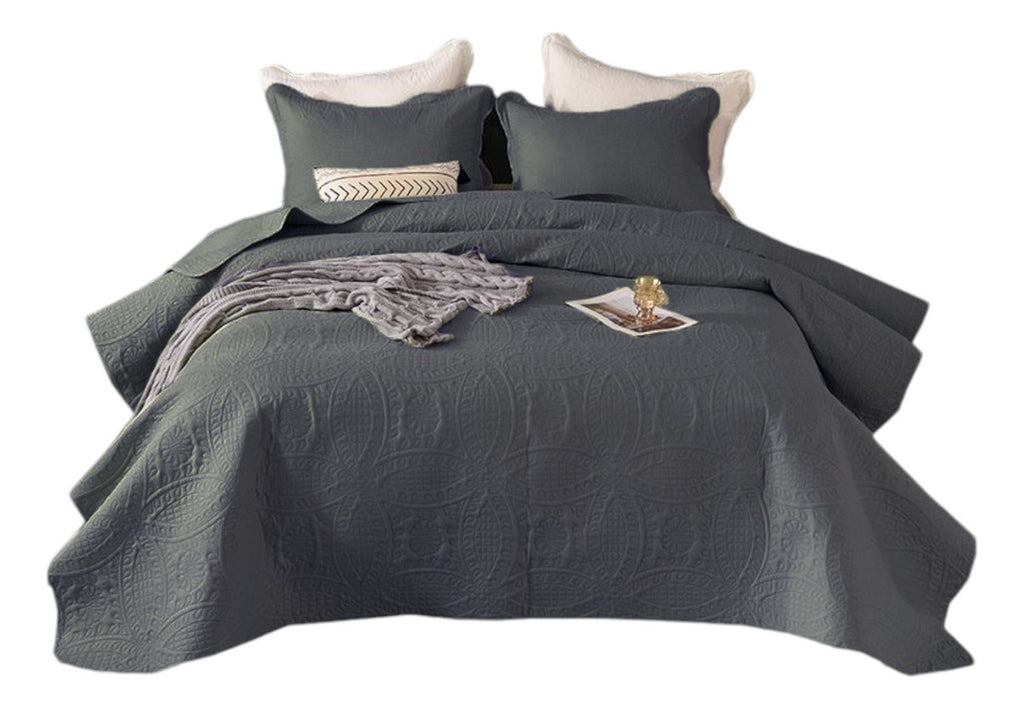 Cobertor De Verano 2 Plaza Unicolor Quilt + 2 Funda Almohada