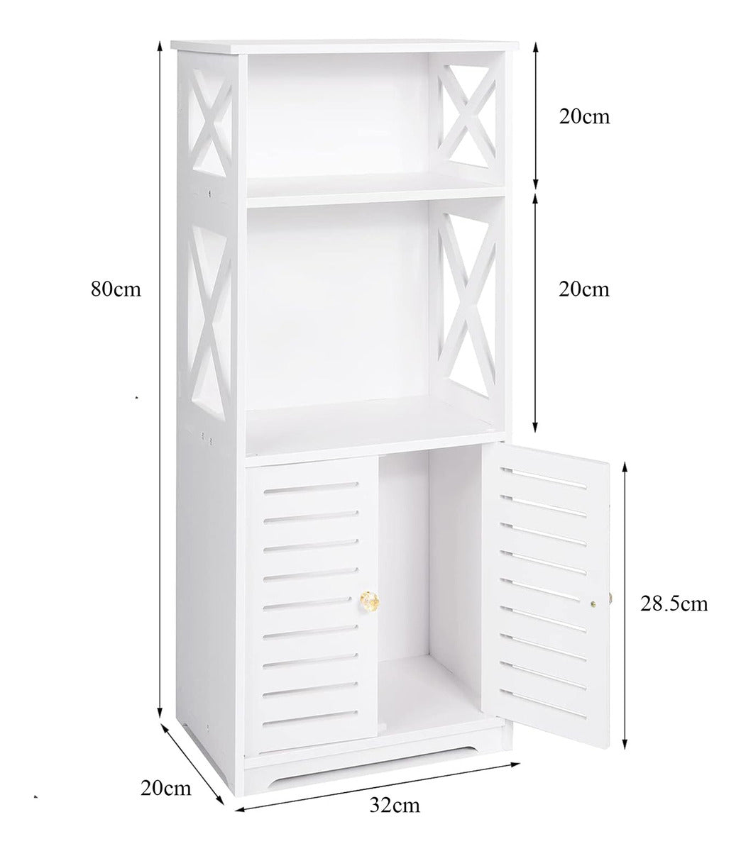 Estante De Baño Organizador Multiuso Con Puertas 4 Niveles Blanco