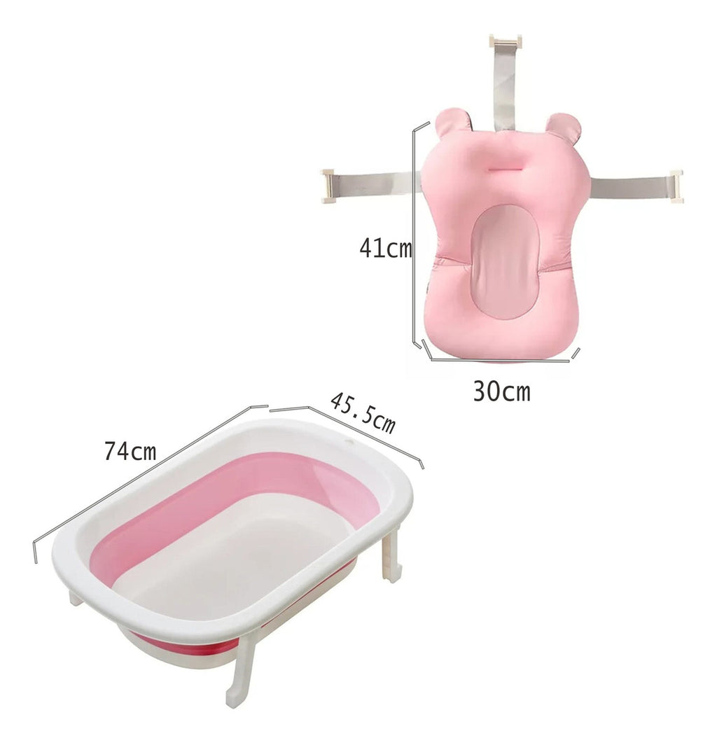 Kit Bañera Para Bebés, Bañera Plegable De 2 Piezas
