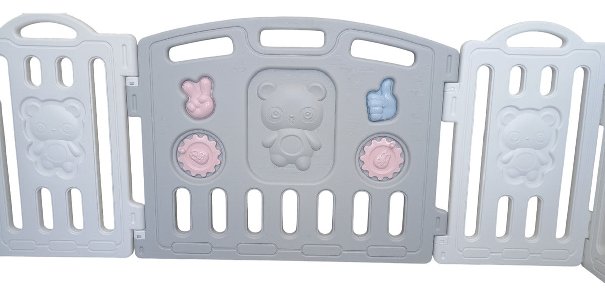 Corral Para Bebe Plegable Con Cerro De Seguridad Portátil Color Rosa Diseño De La Tela Oso