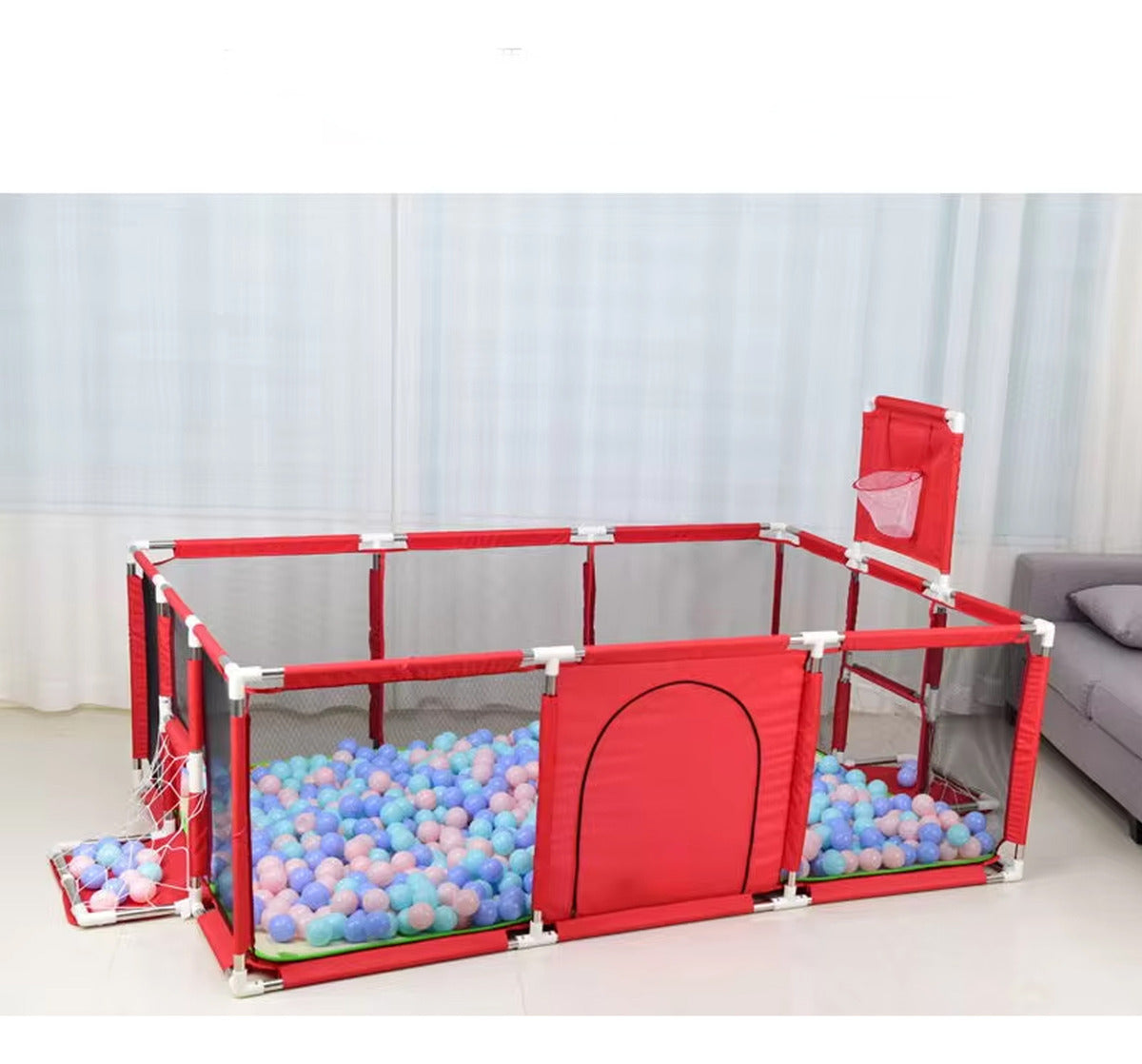 Corral Para Bebé Con Vallas, Arco Futbol Aro Basquet Niños