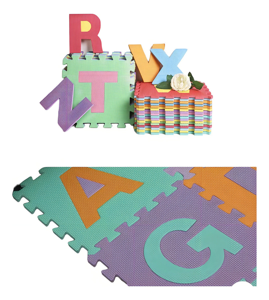 Tapete Encastrable Para Bebé Haiton Alfombra Bebe Goma Eva, Letras Color Surtidos Letras 30cm X 30cm 8 Mm X 26u