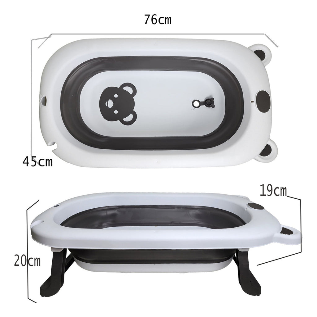 Kit Bañera Para Bebés, Bañera Plegable De 5 Piezas Gris Liso