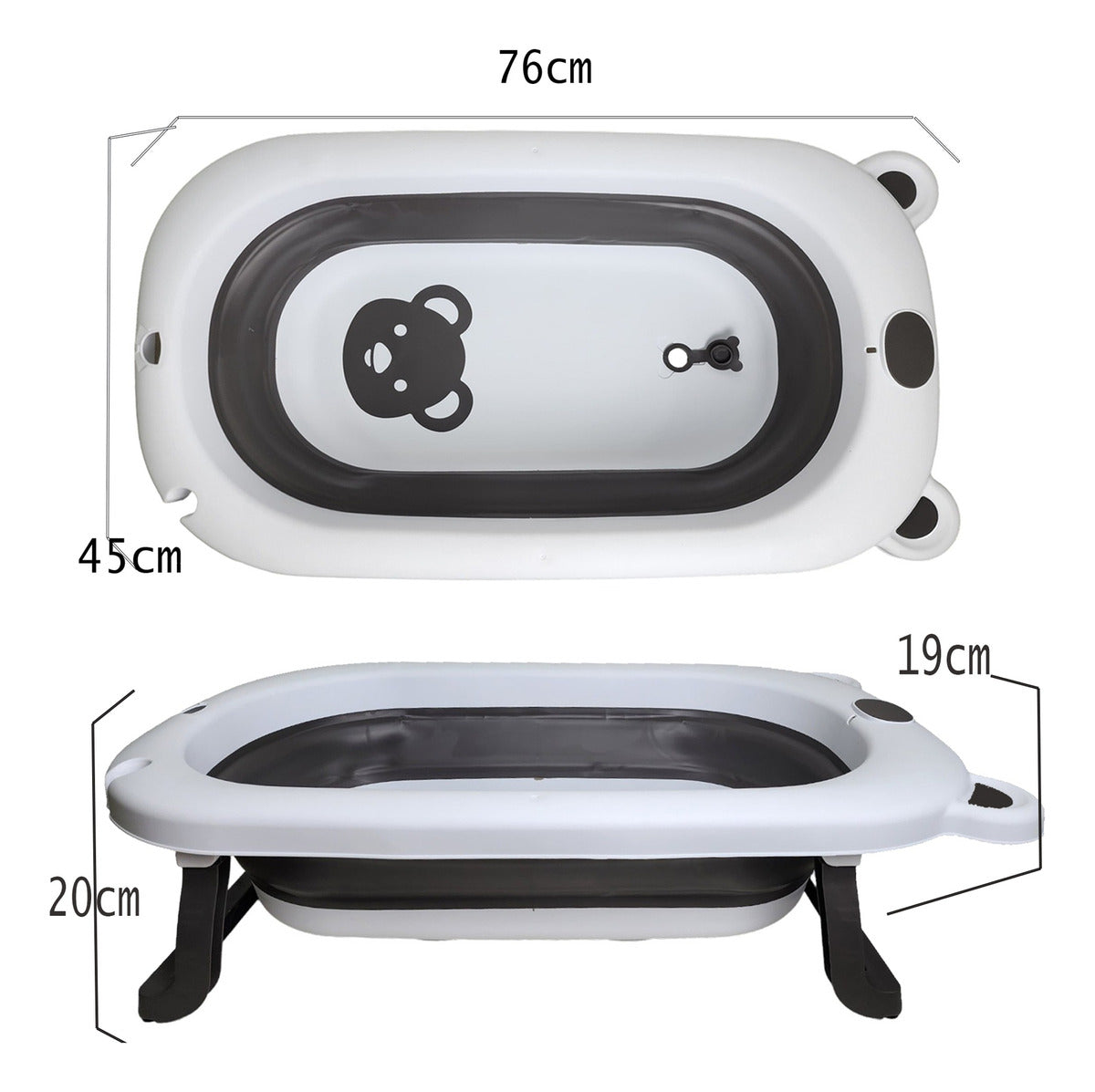 Kit Bañera Para Bebés, Bañera Plegable De 5 Piezas Gris Liso