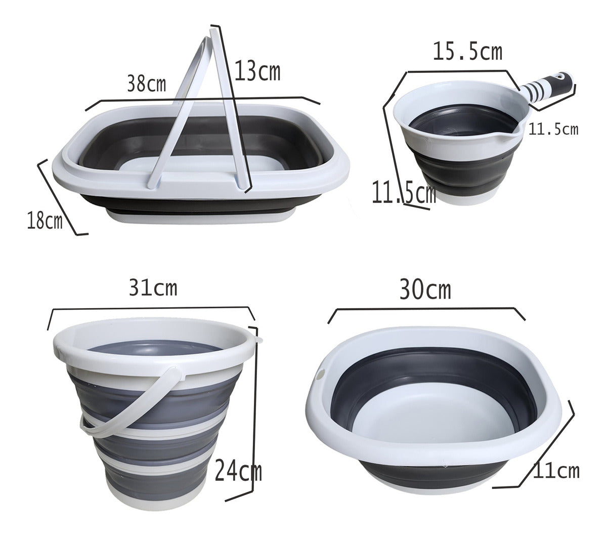 Kit Bañera Para Bebés, Bañera Plegable De 5 Piezas Gris Liso