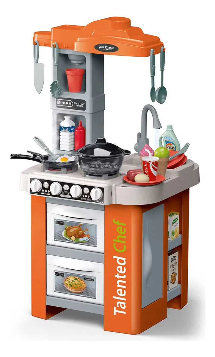 Kit De Utensilios De Cocina De Juguete 67 Piezas Para Niños Naranja