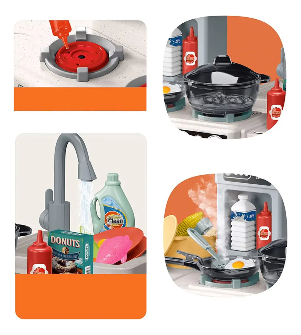 Kit De Utensilios De Cocina De Juguete 67 Piezas Para Niños Naranja