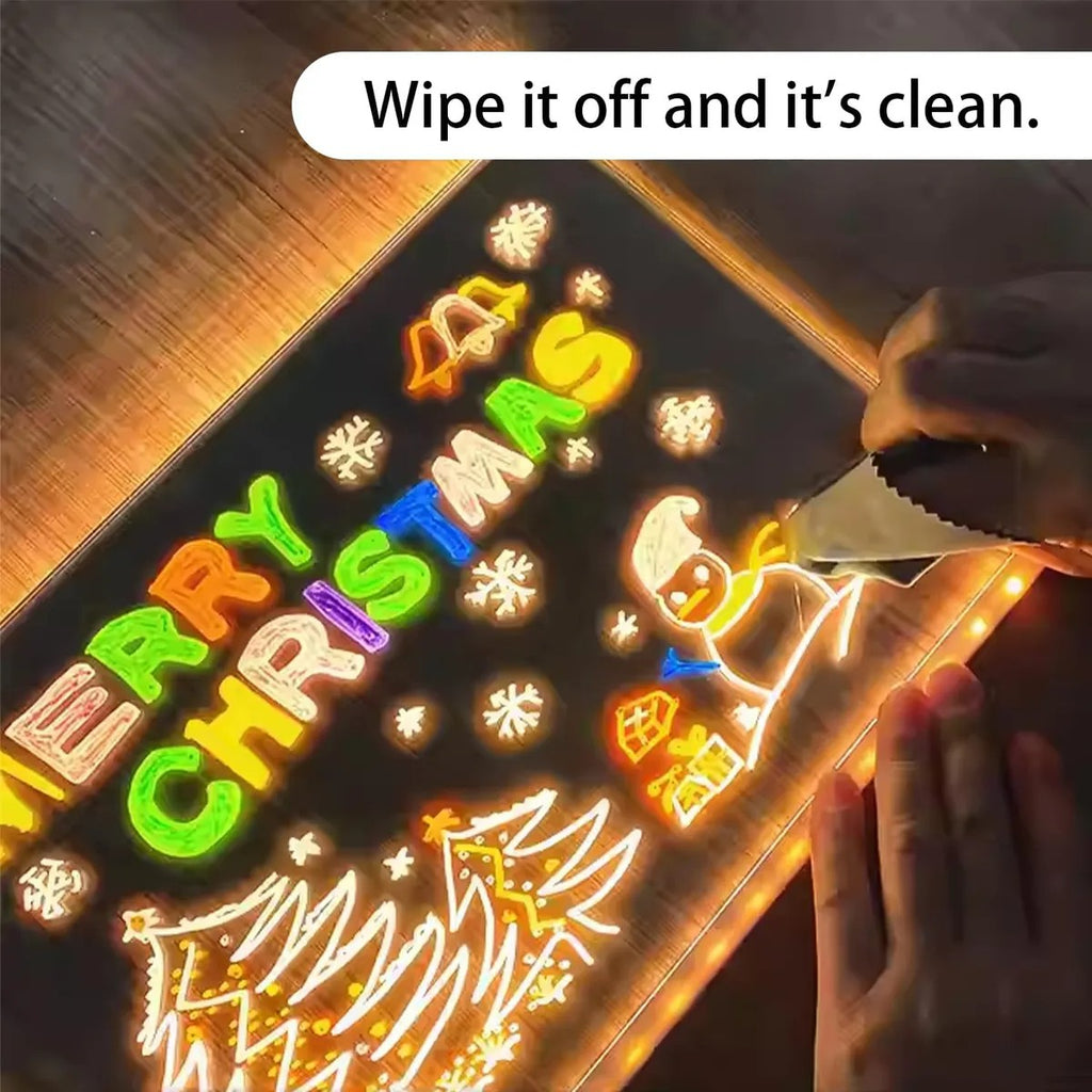 Pizarra Blanca Luminosa Usb Borrable Ins Style Con 7 Rotulad